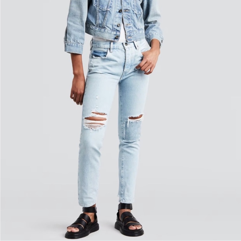 Levi’s Made & Crafted Twig Distressed High Rise Slim Jeans Size 25 button fly